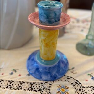 Vintage Colorful Ceramic RB Ruben Bernardo Candle Holder